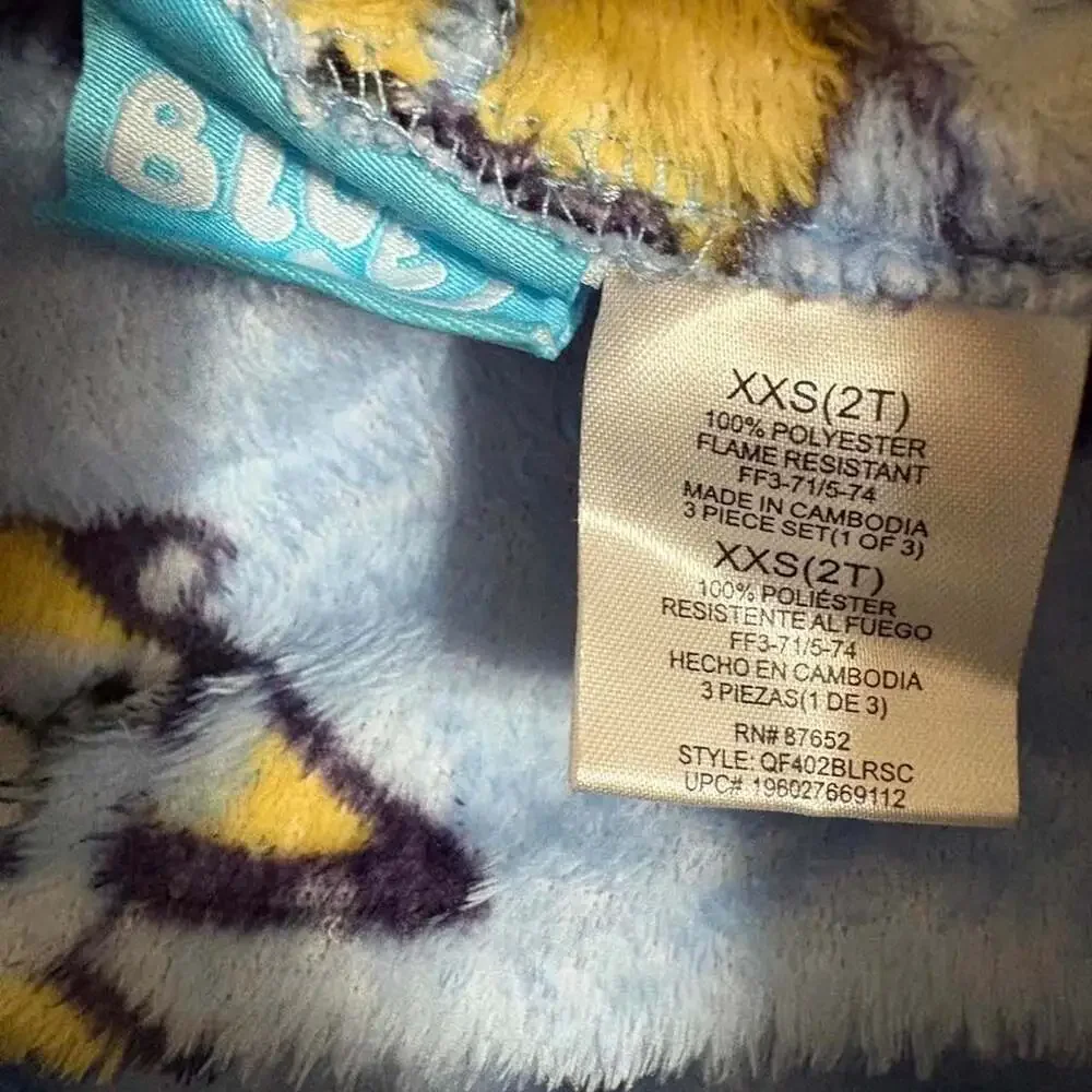 Bluey Kids Fleece Hooded Bathrobe Light Blue Character Print Size 2T